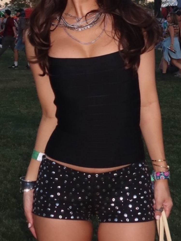 Chique Spaghettibandje Cropped Cami Top Dames Effen Gerimpeld Bodycon Lage Hals Slim Fit Binnenkleding 2026 Zomer Casual Dagelijkse Outfits