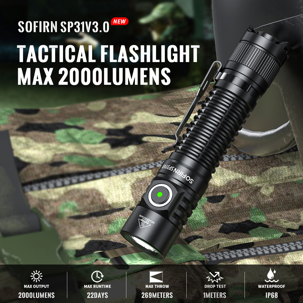 Новый тактический светодиодный фонарик Sofirn SP31 V3.0 с двойным переключателем USB C 18650, перезаряжаемый индикатор питания 6000K 5000K, фонарик