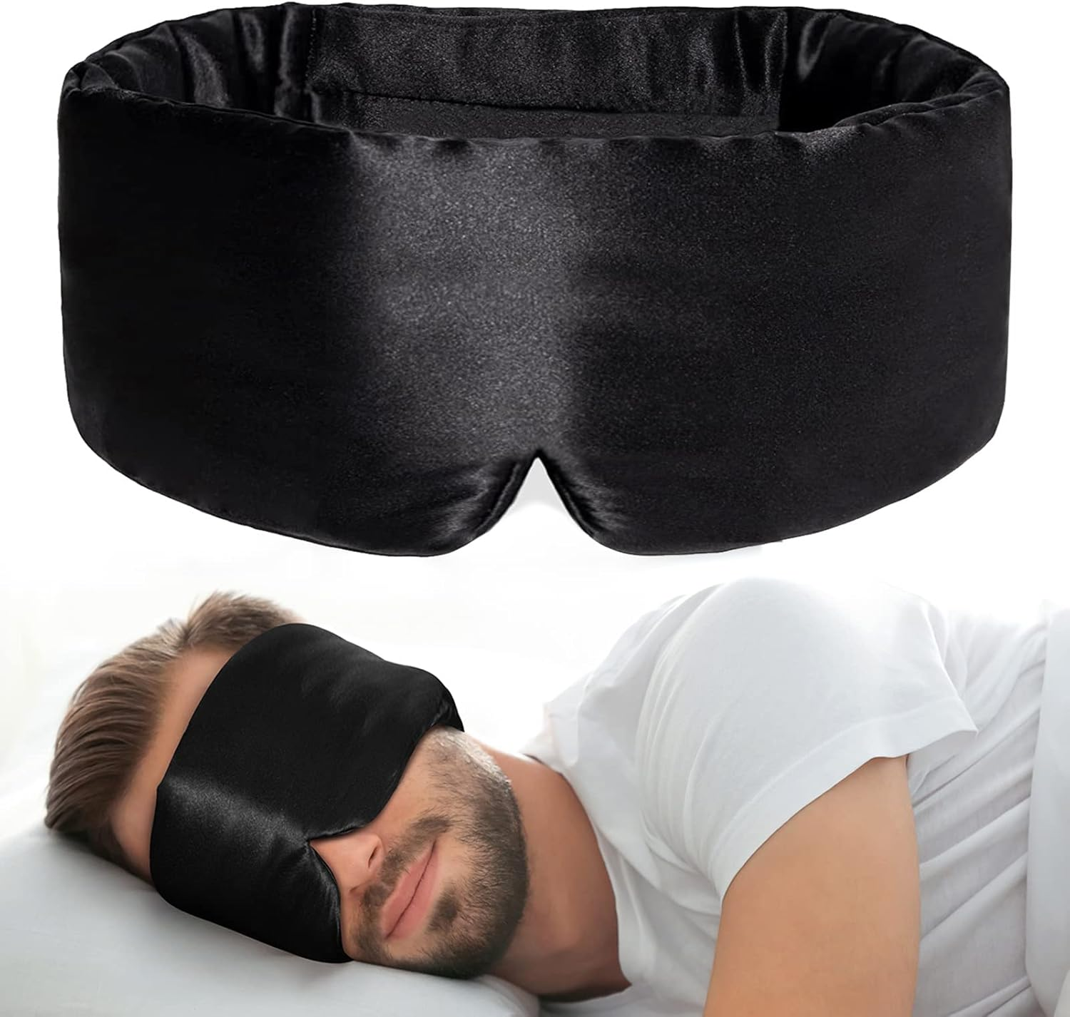 Schlafmaske aus 100 % reiner Seide, Augenmaske mit verstellbarem Band, weich, atmungsaktiv zum Schlafen, luxuriöse Schlaf-Augenmaske aus Seide
