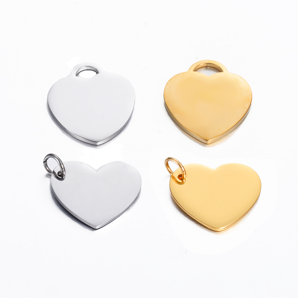 10Pcs/lot Mirror Polishing ID Heart Tag Collar Pendant Stainless Steel Stamping Blank ID Dog Tags Pendant Necklace ID Jewelry