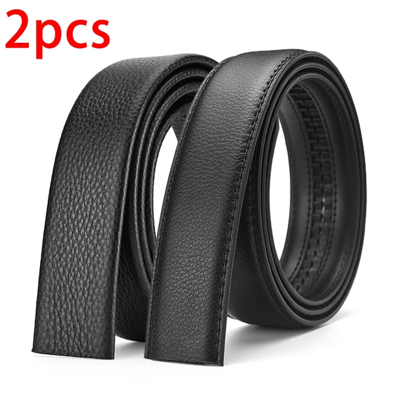2 uds cinturón para hombre sin hebilla 3,5 cm/1,37 pulgadas de ancho cinturones de gama alta de marca cinturones de cuero PU suave negro para hombre cuerpo sin correa de hebilla