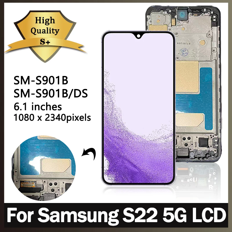 S901B S901U S901W S901N S901E ЖК-дисплей для Samsung S22 ЖК-дисплей для S22 5G Замена преобразователя сенсорного экрана в сборе