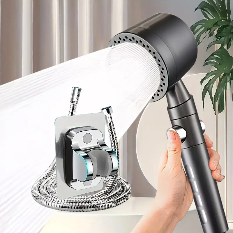 New High Pressure Water Saving Filter Shower Head 5 Modes Handheld Shower Head One Button Stop Bathroom Accessories Set