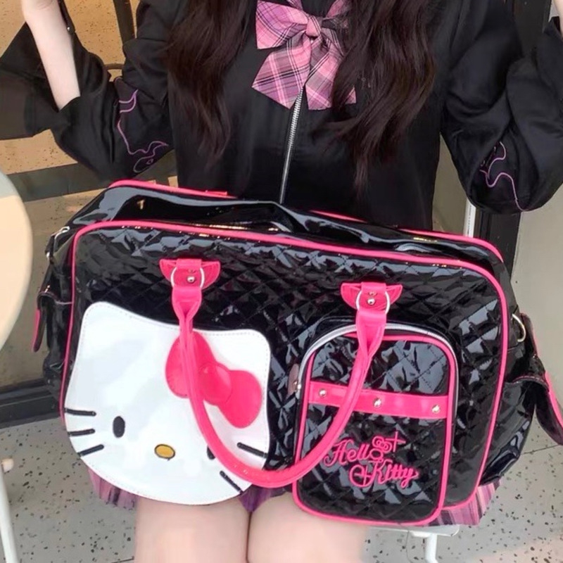 Сумка через плечо Sanrio Hello Kitty большой вместимости, розовая, для женщин, в стиле Y2K, из искусственной кожи, для милых девушек
