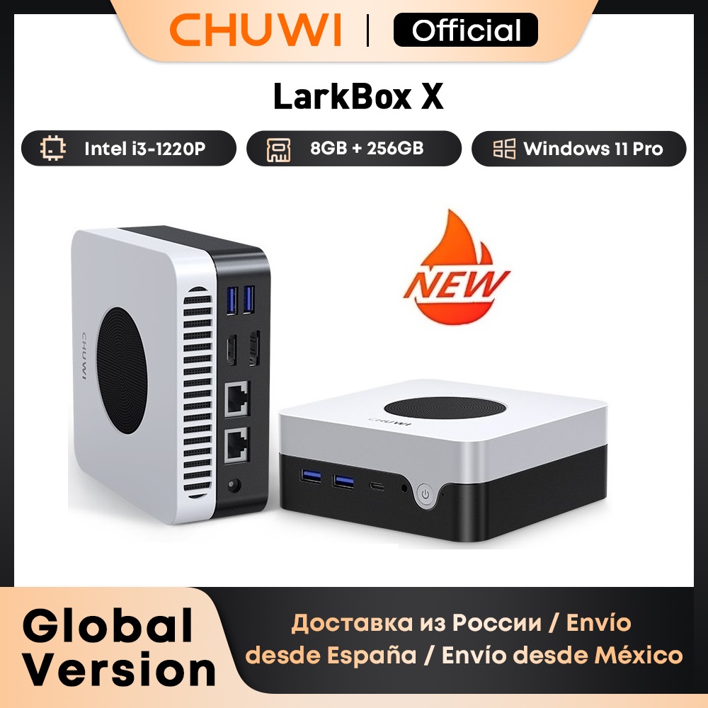 CHUWI LarkBox X Mini PC 8GB RAM 256GB SSD Intel i3-1220P UHD Graphics for 12th Gen Intel Processors WiFi 6 Desktop Computer