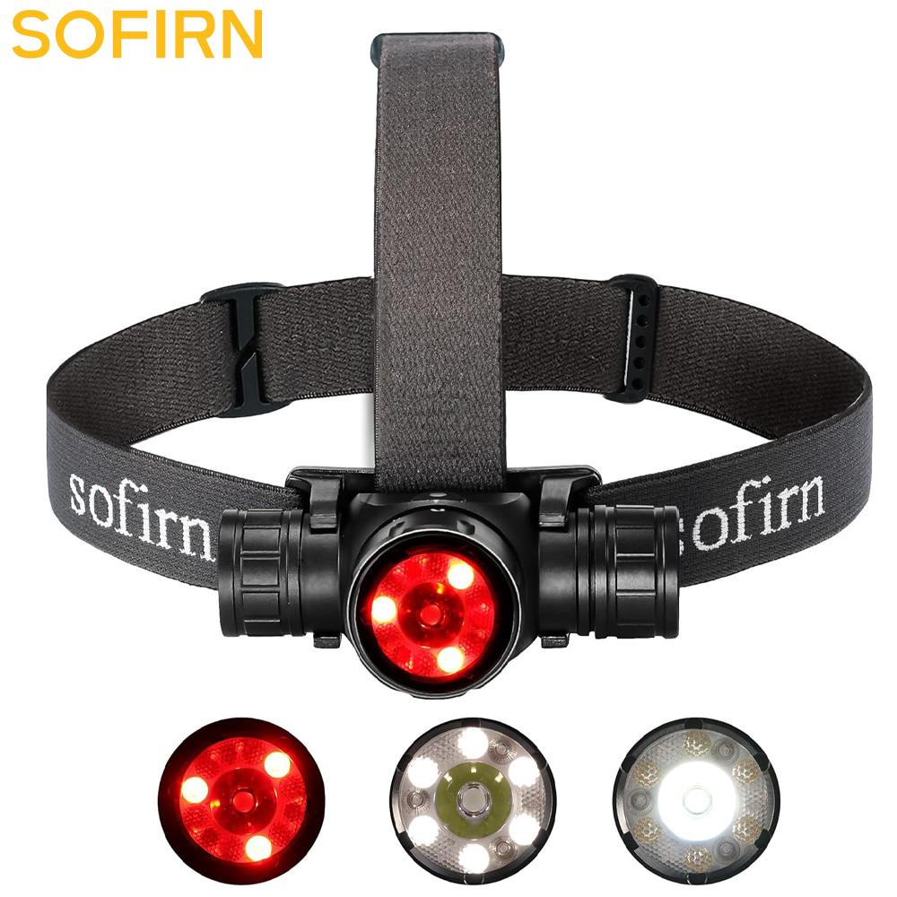 Sofirn HS21 2000lm EDC Stirnlampe 18650 USB-C Wiederaufladbare Taschenlampe SFT40 Leistungsstarke Kopflampe mit Infrarotschalter
