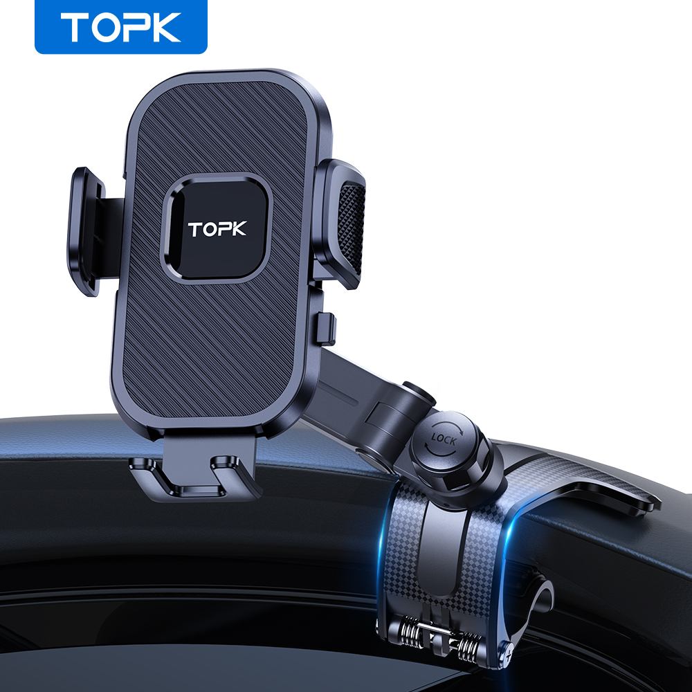TOPK Handyhalterung für das Armaturenbrett im Auto, 360-Grad-verstellbar, Handy-Autotelefonhalterung mit rutschfestem Silikonclip, mehrere Winkel und stabil