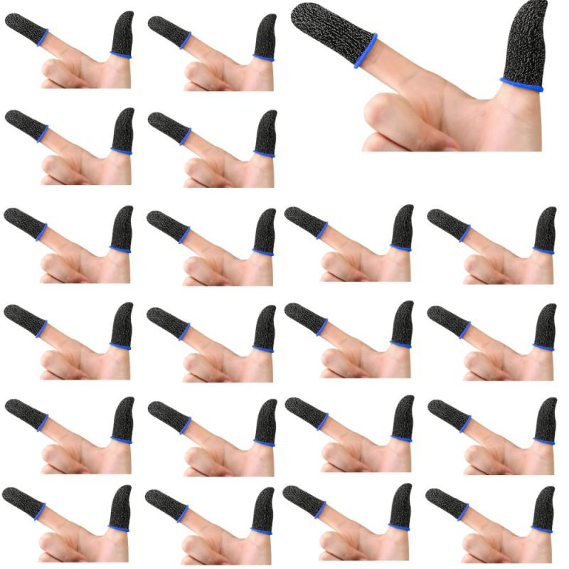1 Pair For PUBG Gaming Finger Sleeve Breathable Fingertips Sweatproof Anti-slip Fingertip Cover Thumb Gloves For Mobile Game ﻿