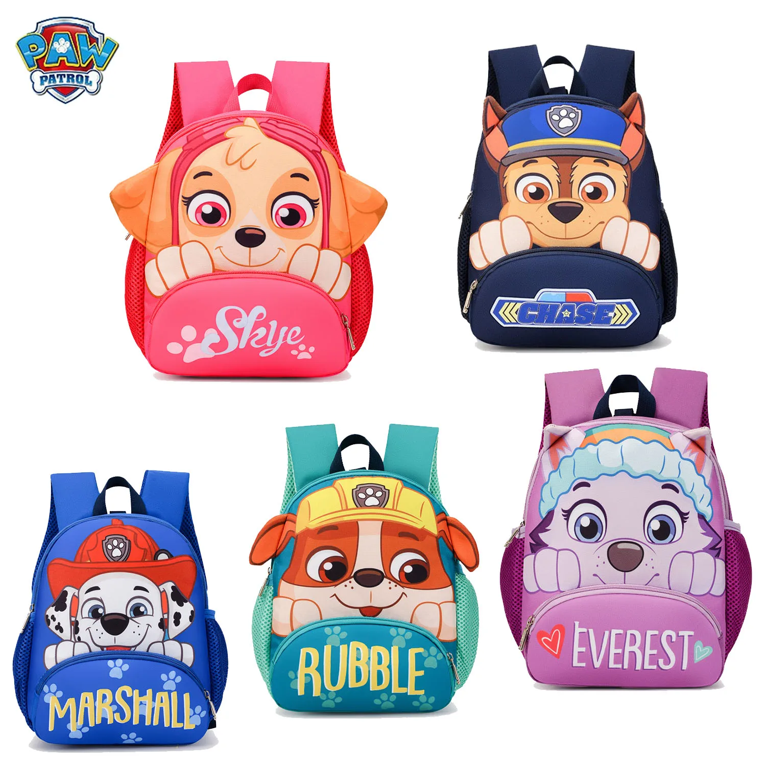 Paw Patrols Anime Chase Schultasche Skye Kawaii Niedlicher Nylon-Rucksack für Jungen und Mädchen, bequemer Freizeit-Schultertaschen-Rucksack, Überraschungsgeschenk