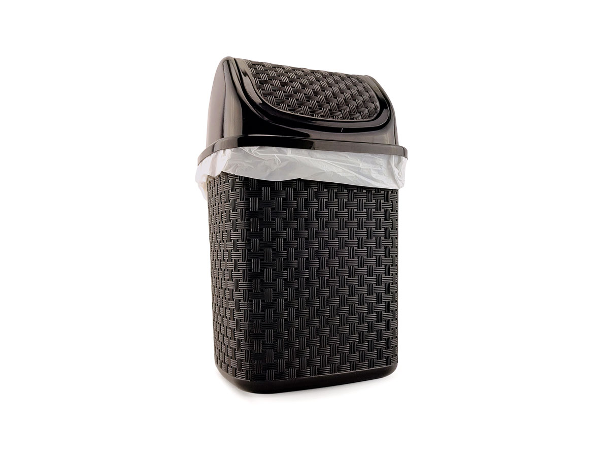 Trash Bin For Kitchen Bathroom 4.5L Rattan Sink With Nitron Resistant Plastic Removable Tipper Lid