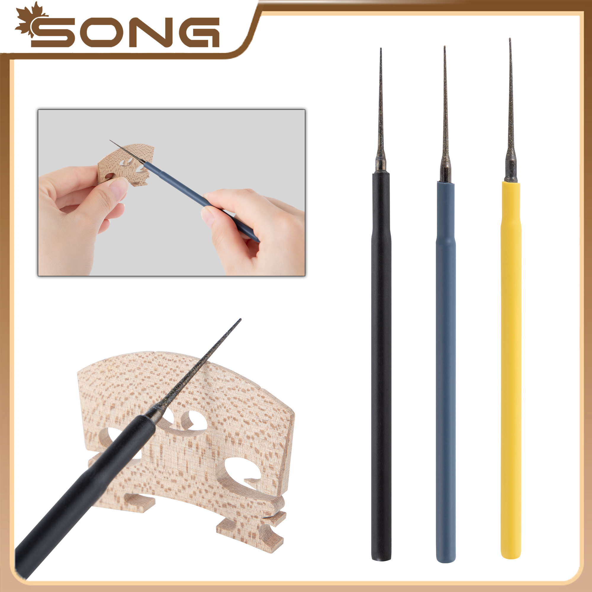Mini Violin Bridge Slotting Files 1/3pcs Violin Nut Slot File luthier Tools Violin Cello Making tools Detail polishing tool part