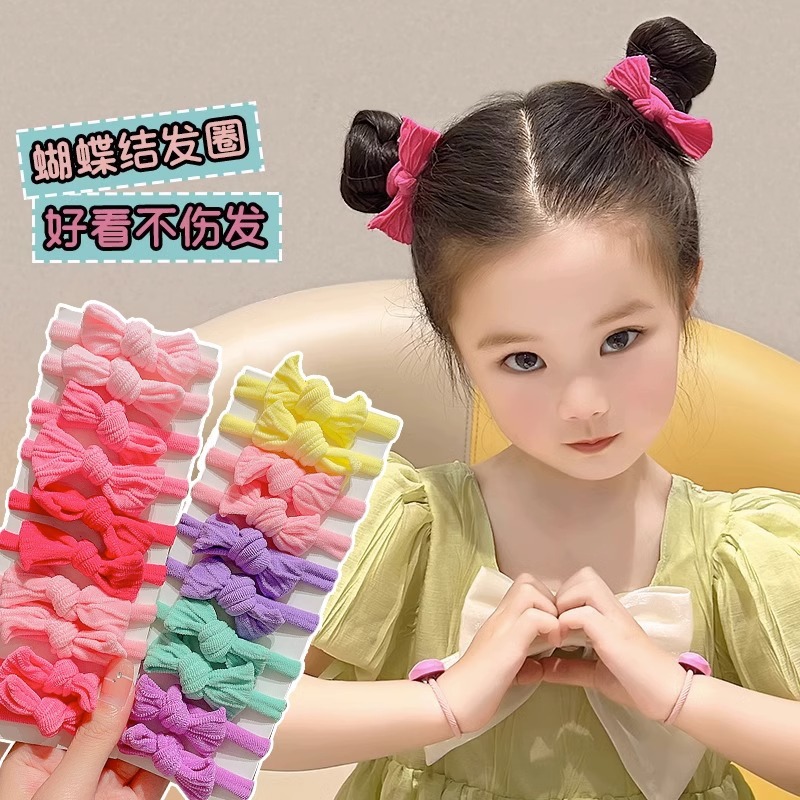Diadema para niños, lazo de alta elasticidad para el cabello, niña pequeña que no daña, banda de goma de buena elasticidad, accesorios para el cabello con lazo para niña