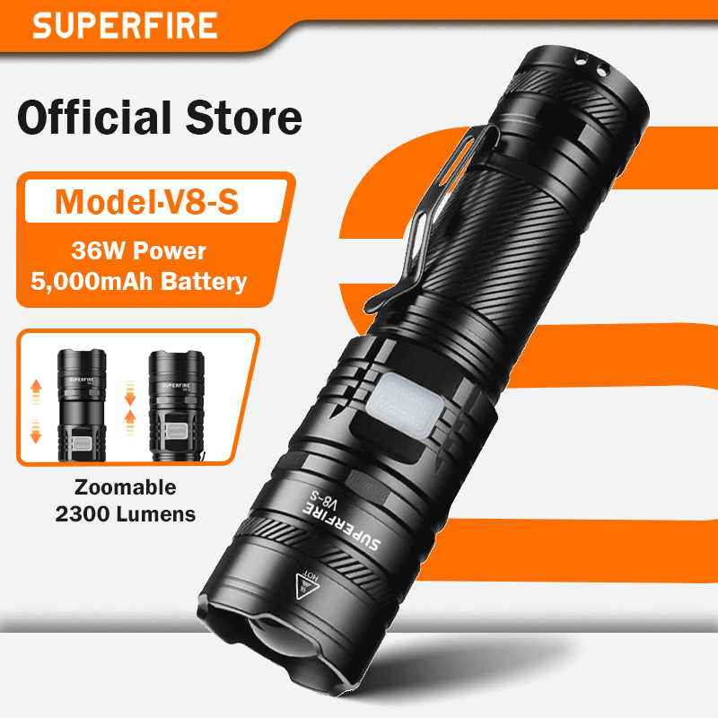 SUPERFIRE 36W High Power LED waterdichte zaklamp met Wick 26650 batterij Krachtige indicator USB-C tactische jachtlichten