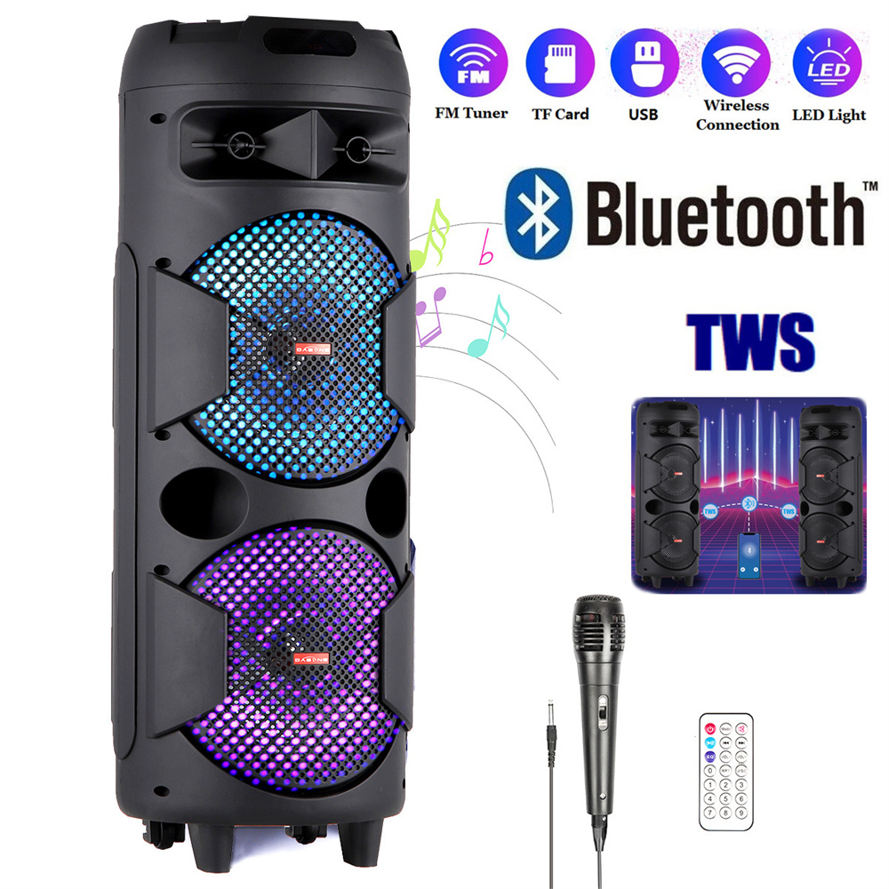 4000 W tragbarer Bluetooth-Lautsprecher Dual 6,5 Zoll Woofer-Soundsystem Party DJ mit Mikrofon-Fernbedienung LED-Licht TWS
