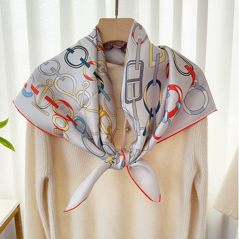 90 Seidenschal Wraps 100 % Seide Halstuch Schal 2024 Damenmode Bandana Schal Foulard