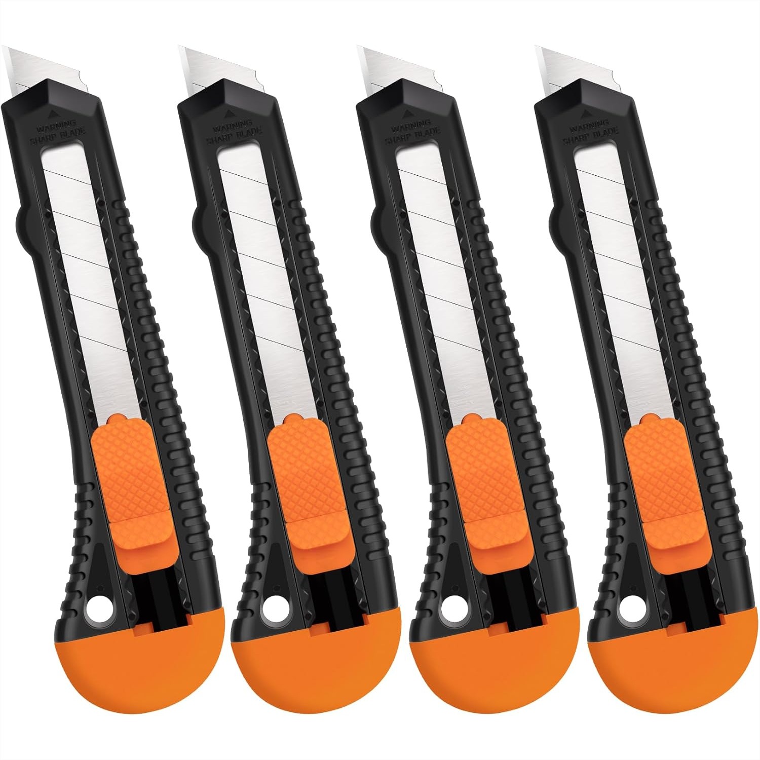 Retractable Utility Knife 4 Pack, Box Cutters with 18mm Snap-Off Blade for Cardboard, Plastic, Paper