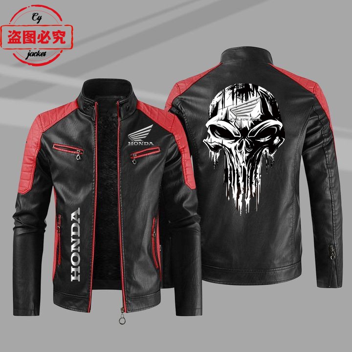 Кожаная куртка Honda Motorcycle Wings LOGO в стиле ретро из искусственной кожи с эффектом потертости, осенне-зимняя, мужская, весенне-осенняя.