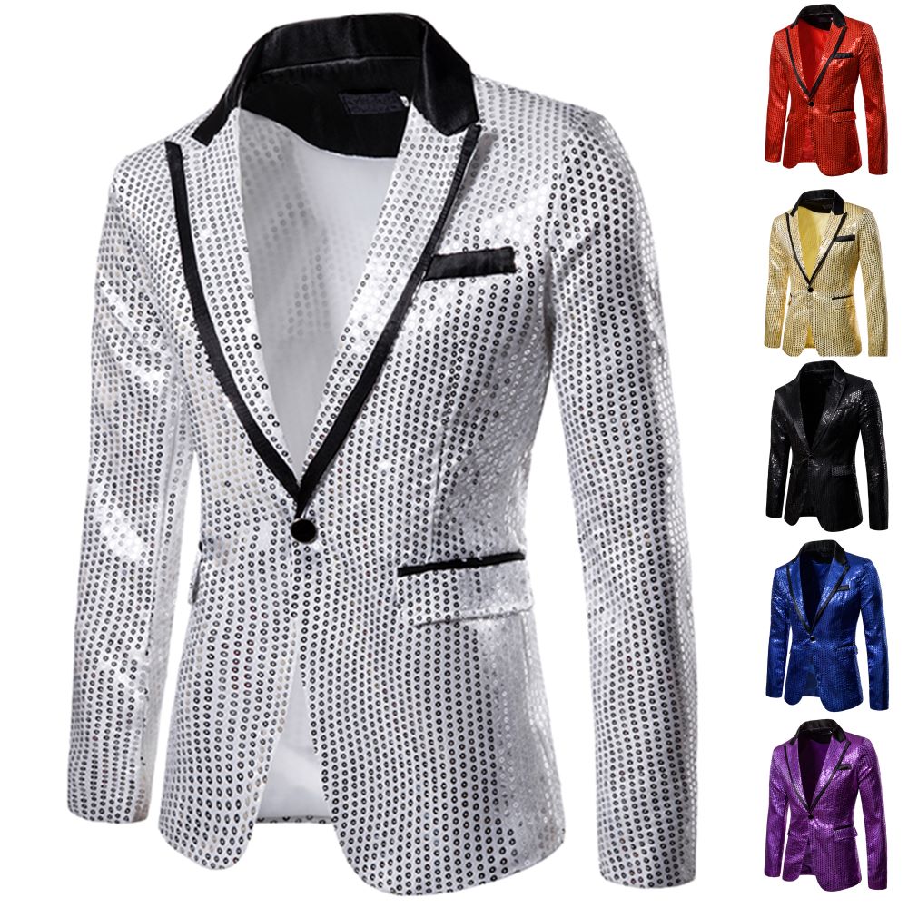 Blazer para hombre, Boutique de lentejuelas redondas, chaqueta informal para hombre, puesta en escena de boda, Bar, club nocturno, presentador, traje de artista callejero para hombre