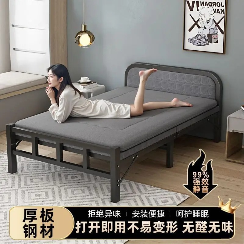 Cama plegable con marco de Metal, portátil, Convertible, ajustable, individual, doble, Queen, King, para invitados, sofá colchón para campamento
