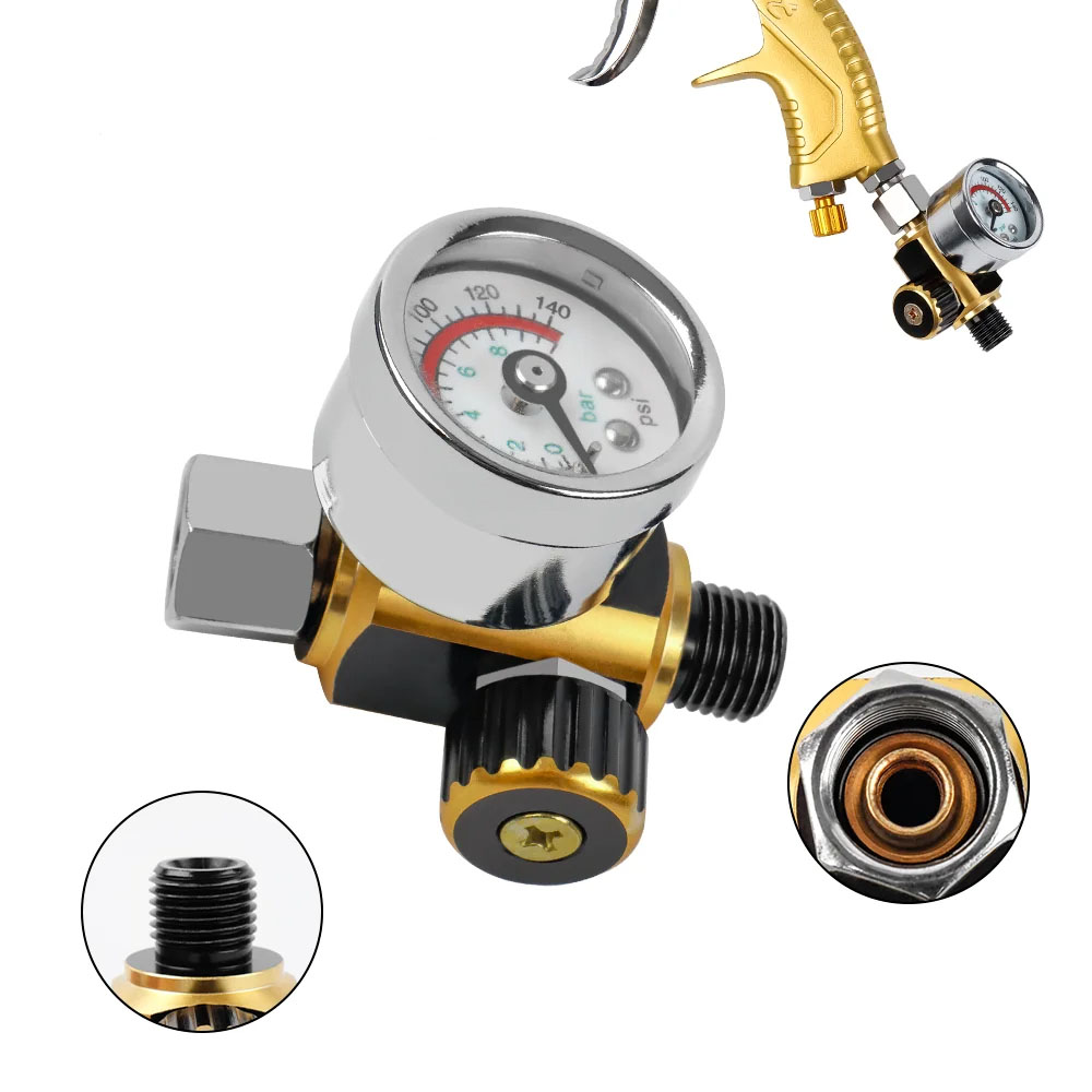 Novo Regulador de Pressão de Ar para Pintura Spray 0-140PSI com Rosca G1/4, Manômetro, Acessório para Ferramentas Pneumáticas e Compressor de Ar