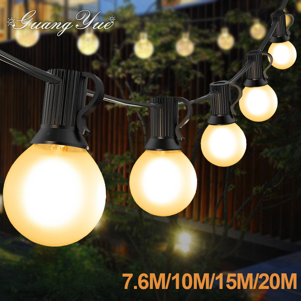 Guirlande lumineuse Led G40 étanche, décoration ue 220V US 110V, blanc chaud givré, pour fête de mariage, jardin, extérieur