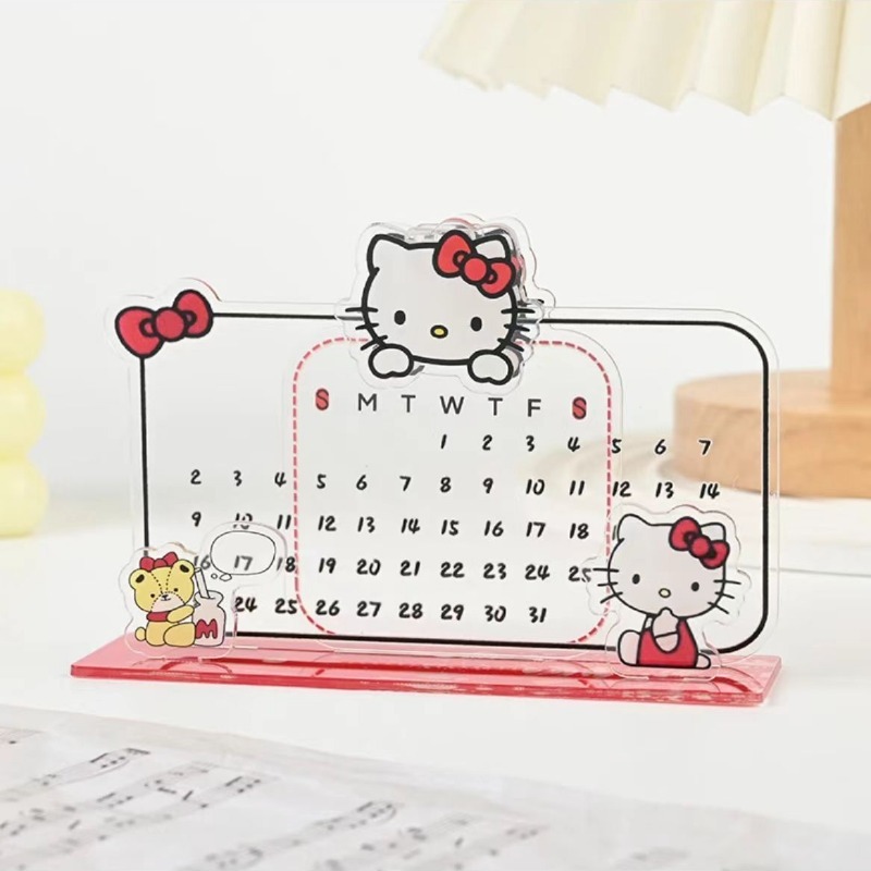 ปฏิทินน่ารักเครื่องประดับอะคริลิค Kitty รีไซเคิลปฏิทินแบบใช้ซ้ําได้ Ins Note Board เดสก์ท็อป Essential Gift