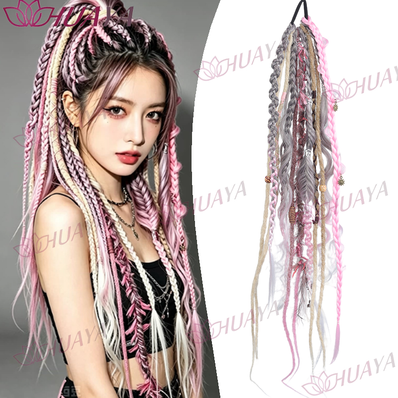 Haarextensions van synthetische vezels voor dames, cool girl dreadlock-stijl, hoge elasticiteit, perfect voor dagelijkse en feestelijke looks