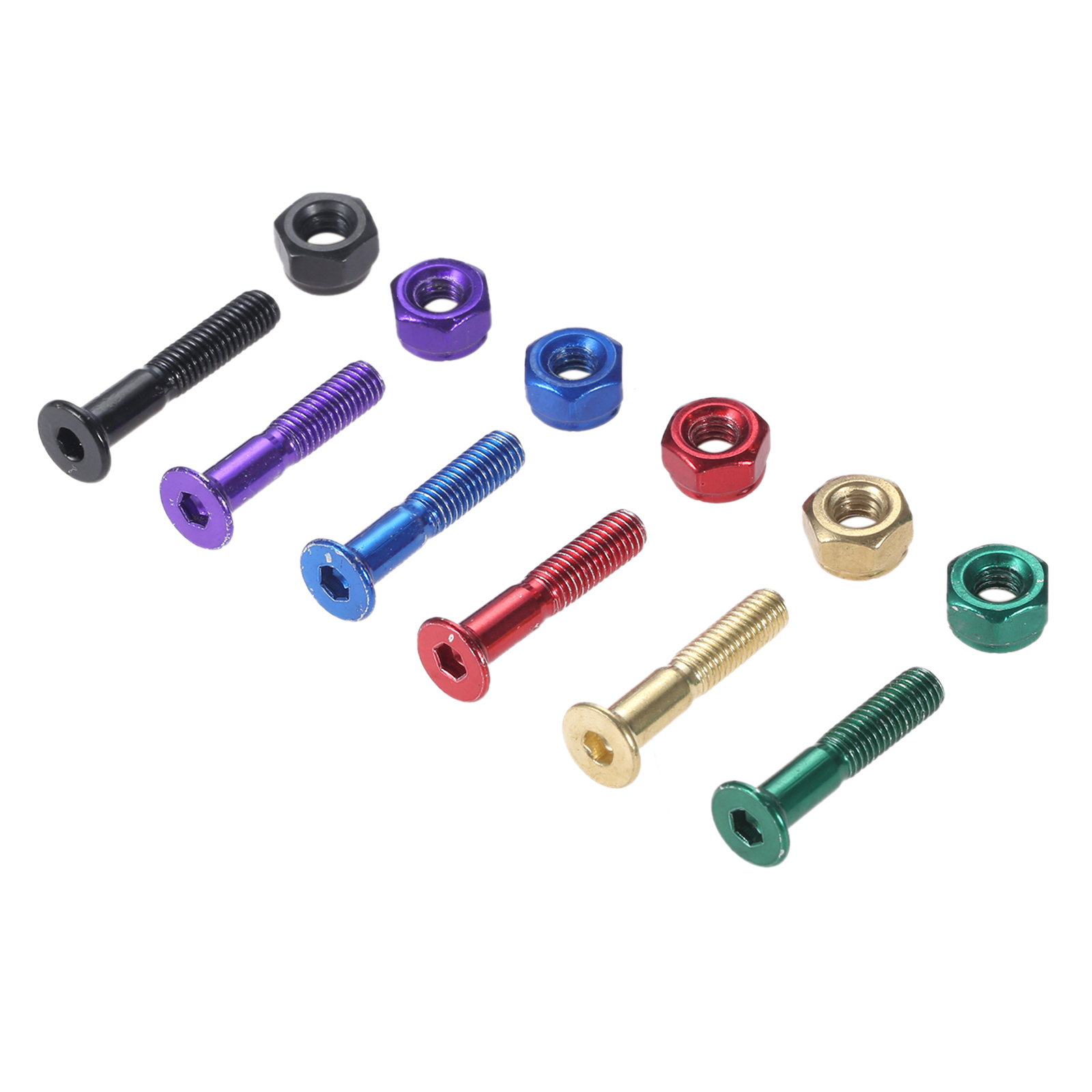 Vis de camion de Skateboard en acier au carbone, avec écrous, Longboard, pont de remplacement, matériel de boulon de vis à ongles 25.4mm/1 pouces, 8 pièces