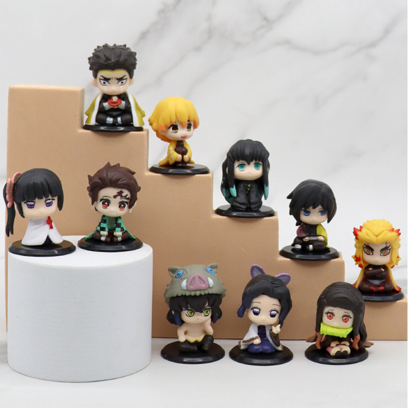Фигурка Demon Slayer, аниме Kimetsu no Yaiba Q Version Sitting Tanjiro Nidouzi Inosuke Zenizu PVD, фигурка, модель куклы, подарки