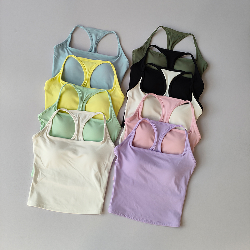 Chaleco deportivo y de Fitness con almohadilla para el pecho, traje de verano a prueba de golpes con sensación desnuda en la espalda, entrenamiento de Pilates, Top de Yoga, ropa de Yoga