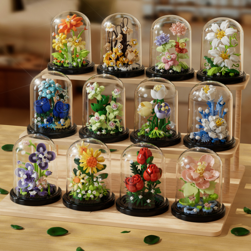 Blumenstrauß Bonsai Bausteine Künstliche Kunststoff Pflanze Staubschutz Micro Modell Dekoration Spielzeug Für Kind Geburtstagsgeschenk