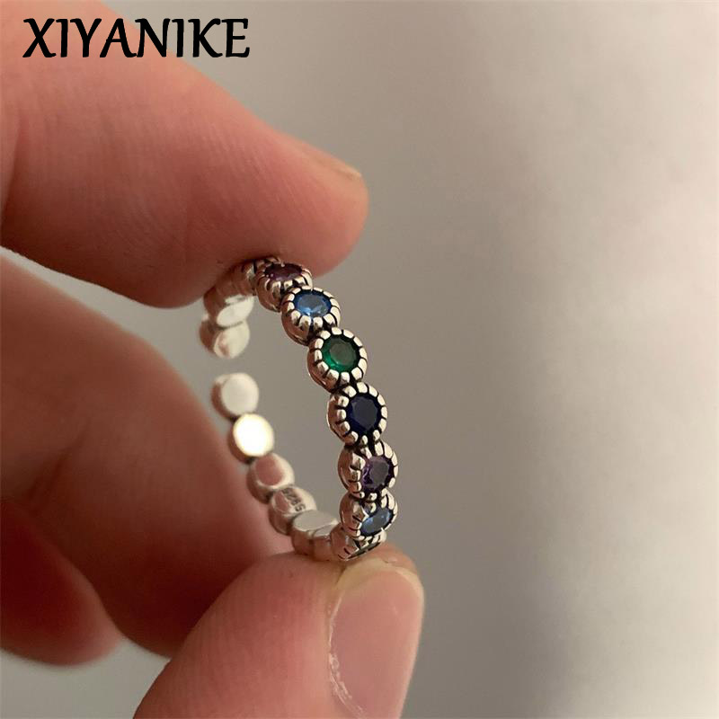 XIYANIKE Retro Multi Farbe Zirkon Offene Manschette Finger Ringe für Frauen Mädchen Neue Mode Trendy Schmuck Geschenk Party anillos mujer