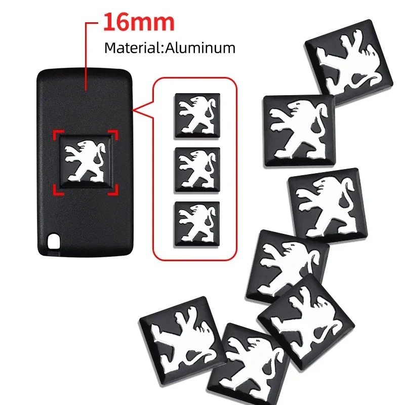 Naklejka na przycisk radiowy kluczyka samochodowego z aluminium 14 mm, pasuje do Peugeot 206 207 208 301 308 406 508 2008 3008 Boxer Traveller