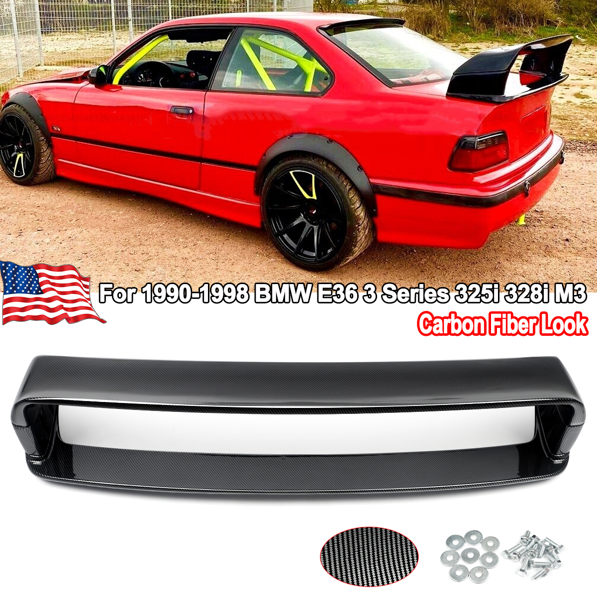 MAGICKIT Dla BMW serii 3 E36 M3 1991-1998 Włókno węglowe LTW GT Styl Tylny spojler bagażnika Skrzydło Akcesoria samochodowe Wygląd włókna węglowego