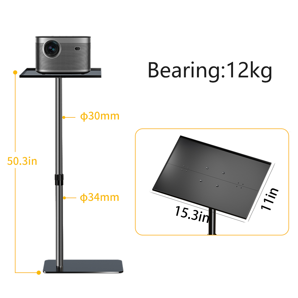 SH-Soporte Universal para proyector, montaje de 128cm de altura ajustable con bandeja o cuello de cisne, tornillo 1/4, apto para montaje en techo
