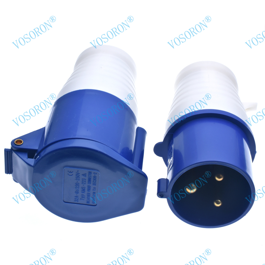Spina o presa industriale 32Amp a 3 pin 220-250V Resistente alle intemperie IP44 2P