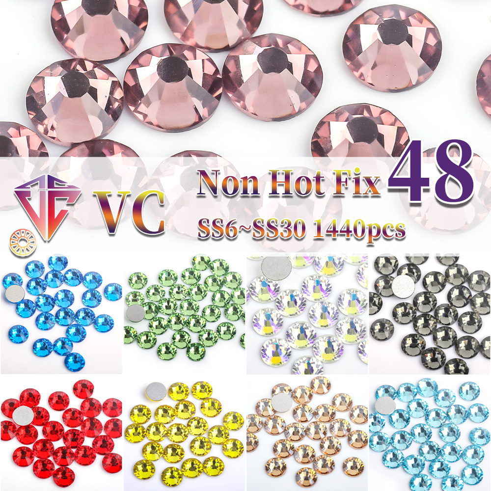 Vc SS6-SS30 aaaaa cristal de vidro de alta qualidade não hotfix strass flatback glitter pedras decorações da arte do prego acessórios diy