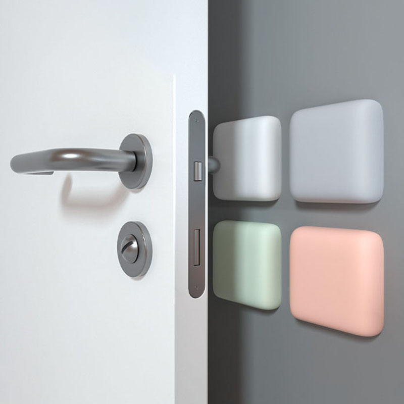 Tope de puerta con mango de silicona, parachoques autoadhesivo, protección antigolpes silenciosa, almohadilla protectora de pared para mejorar el hogar