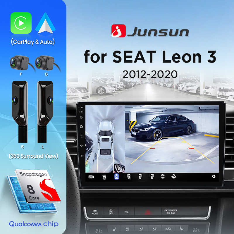 Junsun inalámbrico CarPlay Android Auto Radio de coche para Seat Leon MK3 2012 - 2020 GPS Multimedia 2 din sistemas estéreo