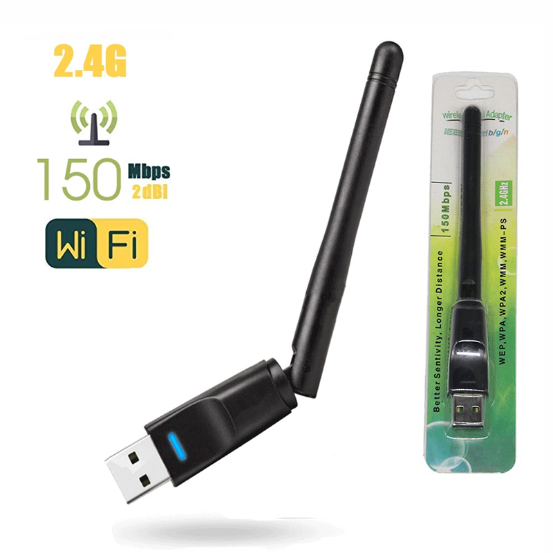Mini adaptador wi-fi usb 150mbps 2.4ghz 2dbi placa de rede sem fio mt7601 adaptador receptor wi-fi para pc desktop portátil