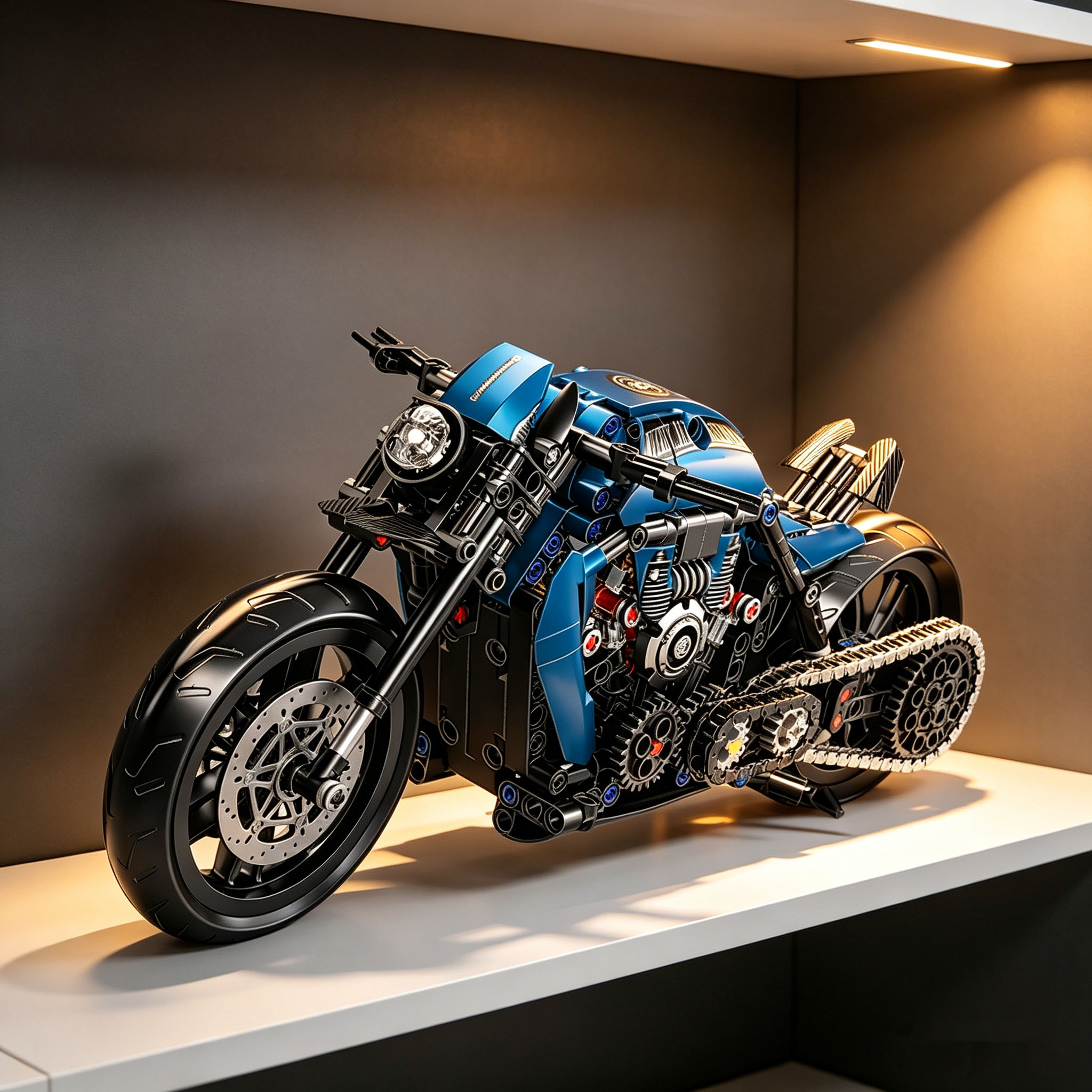 MOC Bricks Motorradmodell - Weihnachtsgeschenk - Für Jungen und Kinder - Neue Edition - 1:8 - Nachtrenn-Motorrad-Bausatz