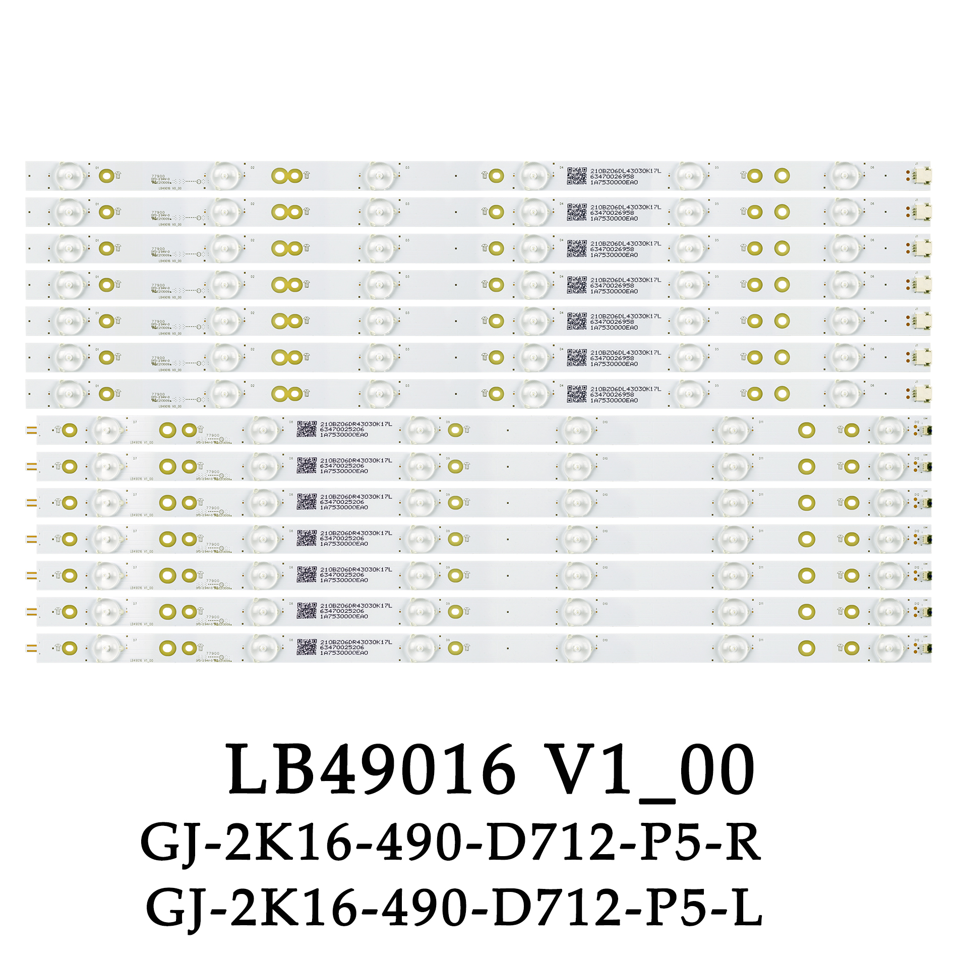 Listwa oświetleniowa LED 6 + 6leds GJ-2K16-490-D712-P5-L R 01 n21 01 n22 dla 49 "49 pus6401 49 pus6561/12 49 pus6101/12 49 put6101