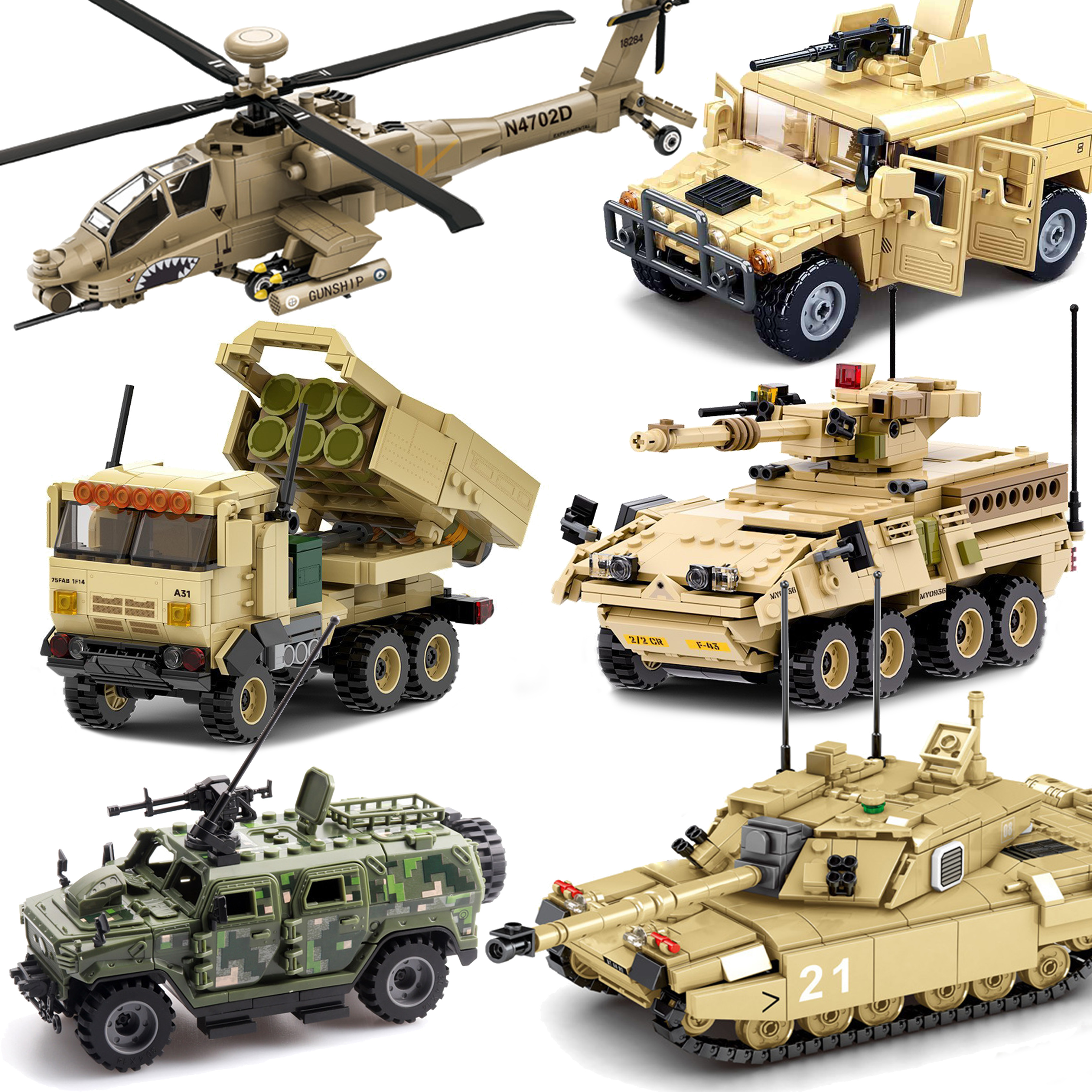Военный бронированный танк Hummer Stryker, модель военной техники США и России, современное оружие для солдат, конструктор, кирпичики, игрушки для детей