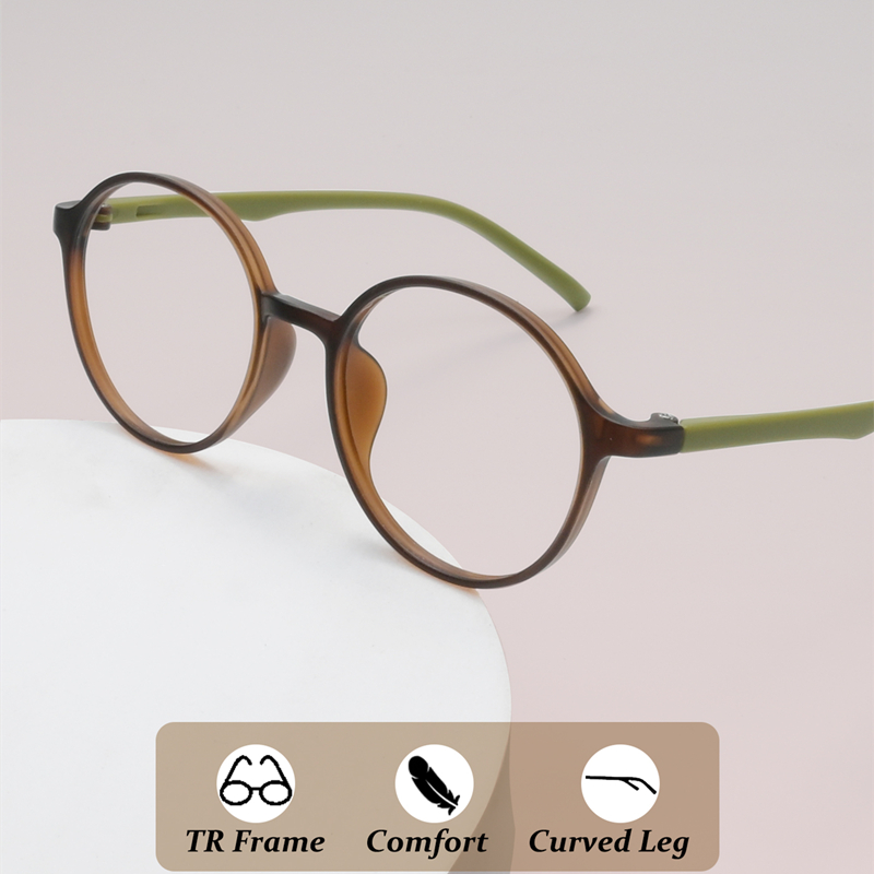 Occhiali da lettura fotocromatici anti luce blu con montatura verde rotonda vintage di design di marca Occhiali da vista personalizzati per uomo e donna