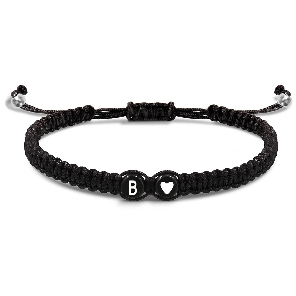 26 ตัวอักษรเริ่มต้นหัวใจสร้อยข้อมือ Handmade ปรับ A-Z ชื่อ Braided สร้อยข้อมือผู้หญิงผู้ชายมิตรภาพเครื่องประดับของขวัญ