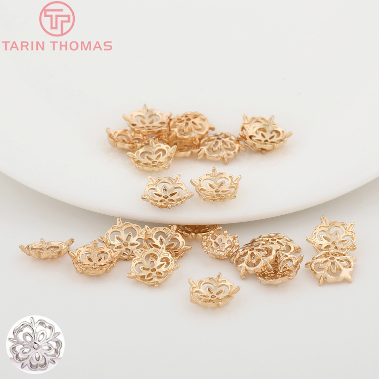 (3228) 7MM 9.5MM 24K Goud Kleur Messing Sneeuwvlok Kralen Caps Hoge Kwaliteit Diy Sieraden Accessoires Groothandel