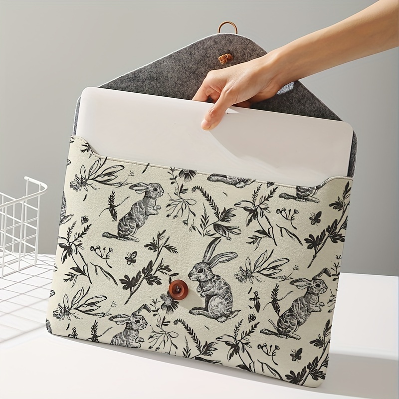 Laptoptas met konijnenprintpatroon en zachte laptopstof hoes, geschikt voor opslag van zachte hoes van laptop en opbergtas voor tablets