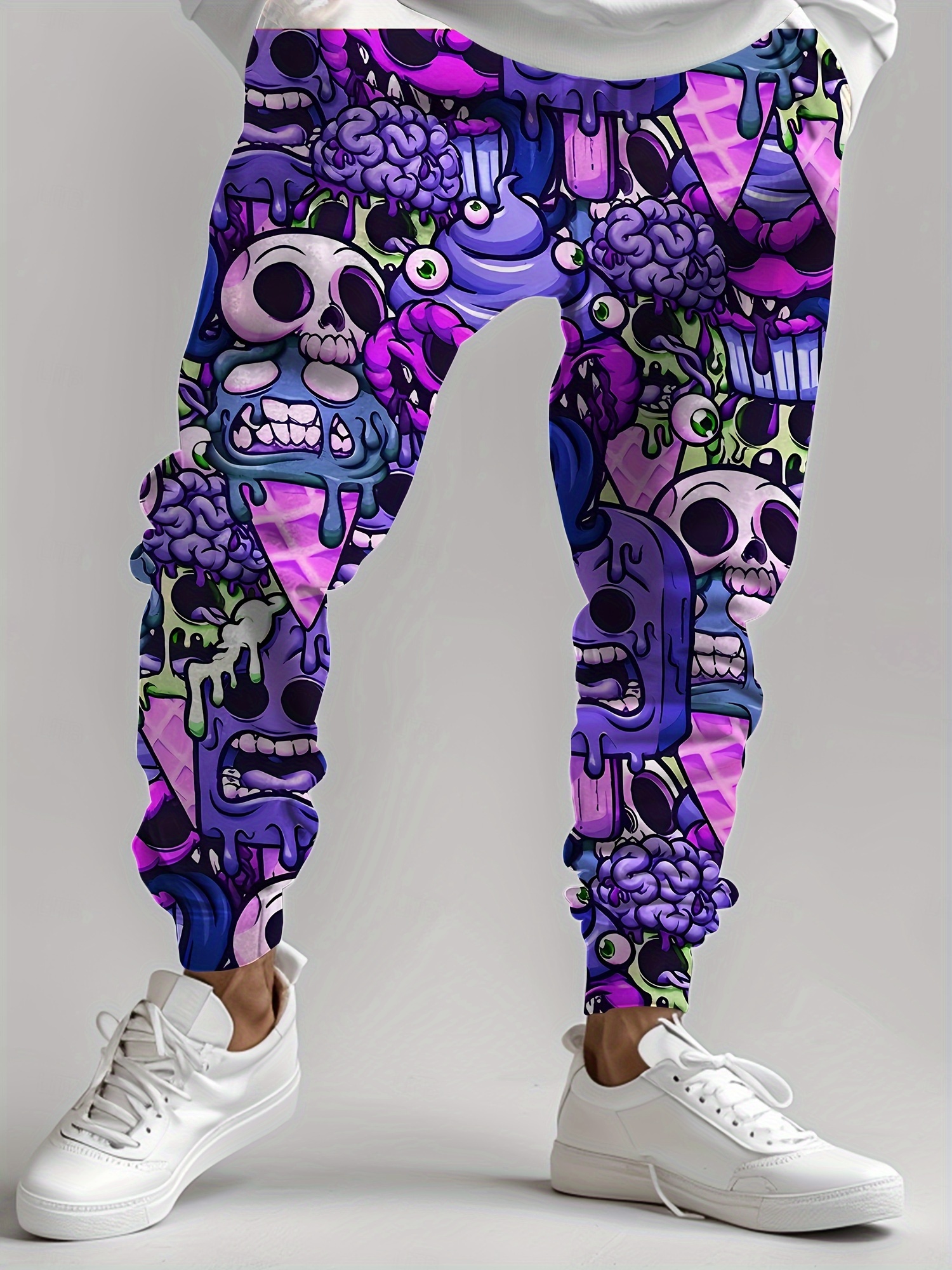 Moda masculina 2025 sweatpants crânio impresso joggers calças de ajuste fino casual lounge calças com bolsos outono inverno streetwear
