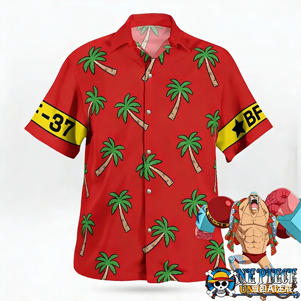 Camiseta Masculina 2026 Esportiva Luffy One Piece Franky Post Timeskip Camisa Havaiana do Arco Fish Man Island Presente Cosplay Mais Vendido