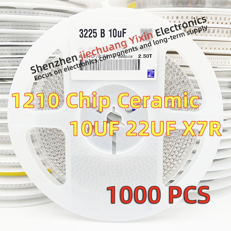 Condensador cerámico de chip 1210 10UF 22UF 16V 25V 50V 10% de precisión material X7R 3225 Capacitancia 1000 piezas